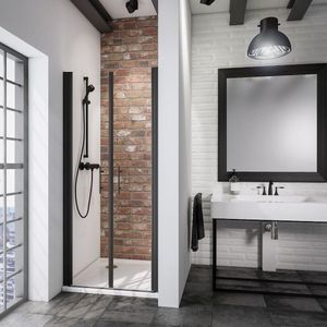 Schulte douchedeur - 90x192cm - pendeldeur - transparant veiligheidsglas - mat zwart - antikalk