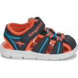 KangaROOS - K-grobi - Sandalen - Donkerblauw Oranje - Textiel Synthetisch Rubber - Klittenbandriem