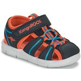KangaROOS - K-grobi - Sandalen - Donkerblauw Oranje - Textiel Synthetisch Rubber - Klittenbandriem