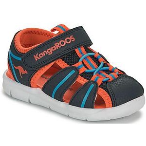KangaROOS - K-grobi - Sandalen - Donkerblauw Oranje - Textiel Synthetisch Rubber - Klittenbandriem