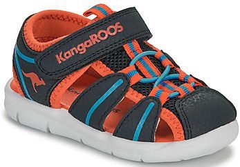 KangaROOS - K-grobi - Sandalen - Donkerblauw Oranje - Textiel Synthetisch Rubber - Klittenbandriem