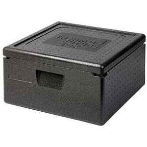 Thermo Future Box Vierkante Thermobx koelbox, transportbox, warmhoudbox en isolatiebox met deksel, thermobox van EPP (geëxpandeerd polypropyleen), zwart, 21 l