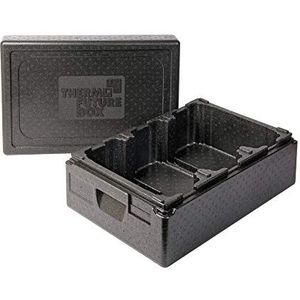 Thermo Future Box® Thermobox Ice Cream + 3, transportbox, warmhoudbox en isolatiebox met deksel, 3 x 6 liter koelbox, thermobox van EPP (geëxpandeerd polypropyleen), zwart