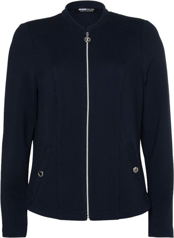 Frank Walder - Vest - Blauw - Effen - Halslijn: Opstaande Kraag