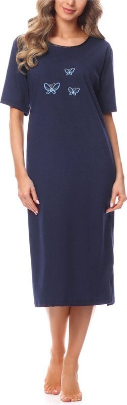 Nachthemd - Donker Melange - Katoen - Lange Mouwen - Ronde Hals