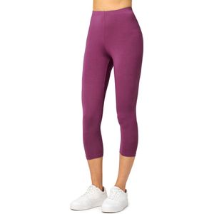 Merry Style MS-MS10-144-LE Dames Capri Leggings - Sport - Vrijetijdsbroek - 3/4 Lengte - Viscose - Sporbroek - Yogabroek - Wijnrood - XS