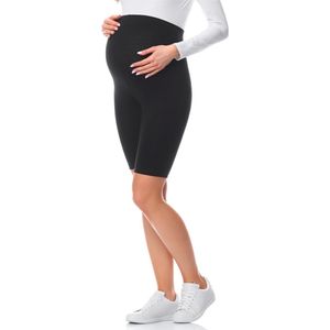 Be Mammy BE-BE20-228-LE Dames Zwangerschapsleggings - Kort - Katoen - Elasthan - Yogabroek - Zwart - S