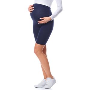 Be Mammy BE-BE20-228-LE Dames Zwangerschapsleggings - Kort - Katoen - Elasthan - Yogabroek - Marineblauw - S