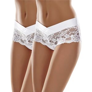Merry Style - MS-GAB-155-Shorts-2P - Dames Short Onderbroek - Wit - Katoen - Regular Taille - 2-Pack