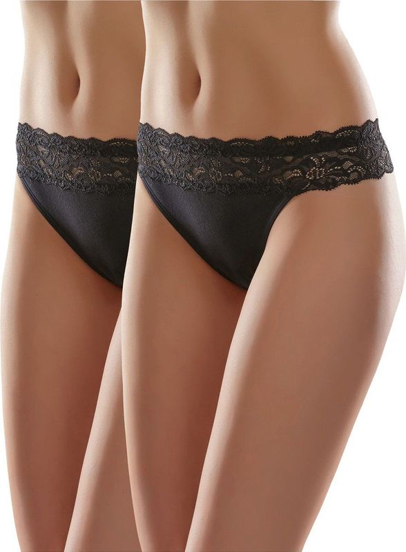 Merry Style - MS-GAB-24 - Dames Slip Onderbroek - Zwart - Katoen - 2-Pack