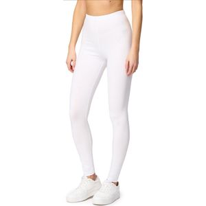 Merry Style MS-MS10-198-LE Dames Leggings - Sport - Vrijetijdsbroek - Lang - Katoen - Sporbroek - Yogabroek - Wit - M