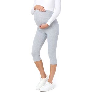 Be Mammy BE-BE20-229-LE Dames Capri Zwangerschapsleggings - 3/4 Lengte - Katoen - Elasthan - Yogabroek - Gemêleerd - 3XL