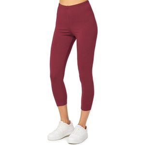 Merry Style - MS10-199 - Legging - Bordeaux - 3/4 Lengte, Hoge Taille, Katoen, Comfortabele Elastische Band
