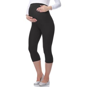 Be Mammy Dames Leggings - Zwangerschapskleding - Capri - Viscose - BE-Leggings-03 - Grafiet - 4XL