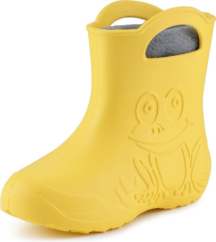 Ladeheid LA-CA-FrogWinter Kinder Regenlaarzen - Rubber - met Binnenschoen - EVA - Wasbare Binnenschoen - Geel/Grijs - 22/23