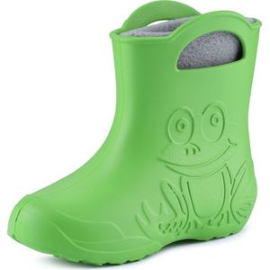 Ladeheid LA-CA-FrogWinter Kinder Regenlaarzen - Rubber - met Binnenschoen - EVA - Wasbare Binnenschoen - Groen/Grijs - 22/23
