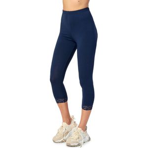 Merry Style MS-MS10-224-LE Dames Capri Leggings met Kant - Sport - Vrijetijdsbroek - 3/4 Lengte - Katoen - Marineblauw - XS