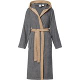 Ladeheid - Dames Badjas - Donkergrijs/Beige - 100% Katoen - Wasmachine bestendig