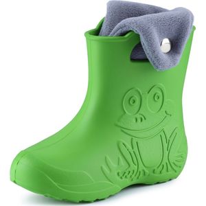 Ladeheid LA-CA-FrogButton Kinder Regenlaarzen - Groen/Grijs - Rubber - Wasbare Binnenschoen