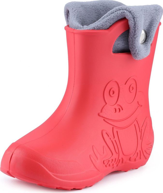 Ladeheid - LA-CA-FrogButton - Kinder Regenlaarzen - Koraal/Grijs - Rubber met Binnenschoen
