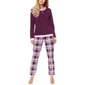 Merry Style Dames Pyjama MS10-168 (Bordeaux/Geruit, S)
