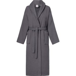 Badjas - Wafelpiqué - Katoen - Blauw - Met Brede Kraag