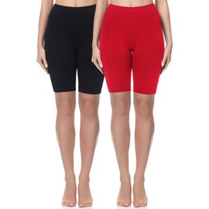 Be Mammy - MS-MS10-200-LE-2P - Zwangerschapsleggings - Zwart/Rood - 2Pack - Katoen