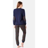 Merry Style - MS-MS10-168-PJ - Dames Pyjama - Marineblauw/Oranje/Geruit - Katoen