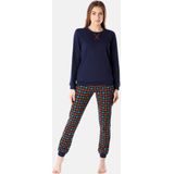 Merry Style - MS-MS10-168-PJ - Dames Pyjama - Marineblauw/Oranje/Geruit - Katoen