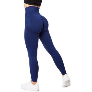 Bellivalini Sportleggings Dames High Waist Billen Push Up Gym Fitness BLV50-255 (Marineblauw, L)