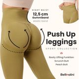 Bellivalini Sportleggings Dames High Waist Billen Push Up Gym Fitness BLV50-255 (Khaki, S)