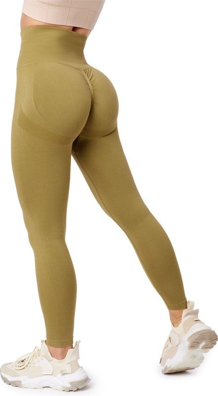 Bellivalini Sportleggings Dames High Waist Billen Push Up Gym Fitness BLV50-255 (Khaki, S)