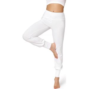 Bellivalini Dames Yogabroek - Sportbroek - Vrijetijdsbroek - Lang - Viscose - Sport - BLV-BLV50-278-YP - Wit - XL