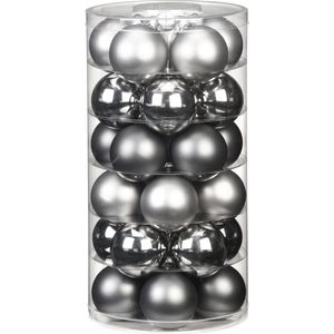 Inge Christmas Kerstballen - 30x st - grijs - D6 cm - glas - mat/glans - kerstversiering