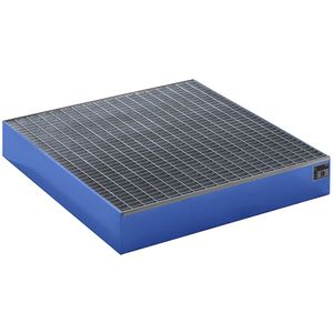 Pallet-opvangbak, l x b x h = 1200 x 1200 x 185 mm, lichtblauw RAL 5012, met rooster
