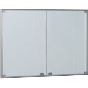 eurokraft pro Vitrinekast, aluminium frame, vleugeldeuren, capaciteit 18 A4-bladen, h x b x d = 970 x 1330 x 50 mm, frame met rechte hoeken