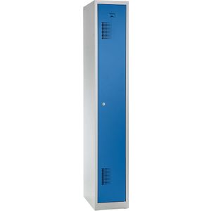 eurokraft basic AMSTERDAM stalen locker, 1 hoedenplank, 1 kledingstang, cilinderslot, deurkleur lichtblauw