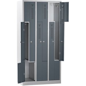 eurokraft basic Z-lockerkast Amsterdam, 3 compartimenten, lichtgrijs / basaltgrijs, breedte 870 mm