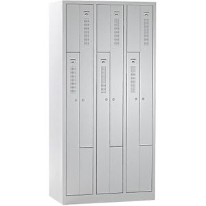 eurokraft basic Z-lockerkast Amsterdam, 3 compartimenten, lichtgrijs, breedte 1185 mm