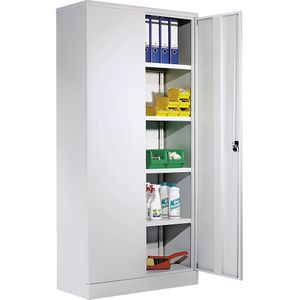 eurokraft basic Universele vleugeldeurkast, uitwendige h x b x d = 1950 x 915 x 421 mm, deuren lichtgrijs, vanaf 3 st.
