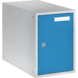 eurokraft basic Privé-vakkubus, h x b x d = 350 x 250 x 450 mm, kastframe lichtgrijs / deuren lichtblauw