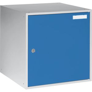 eurokraft basic Kubuslocker, h x b x d = 450 x 450 x 450 mm, deuren van dicht plaatstaal, lichtgrijs / lichtblauw