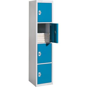 eurokraft basic Viervoudige locker Venlo, 1 compartiment, lichtgrijs / lichtblauw, breedte 450 mm, basiselement, draaigrendel