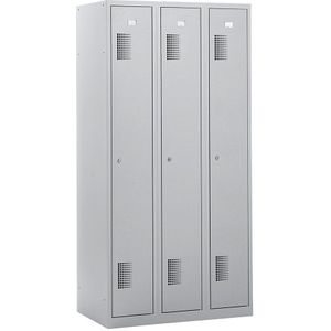 eurokraft basic Locker-kledingkast Amsterdam, antibacterieel, 3 compartimenten, lichtgrijs, breedte 900 mm