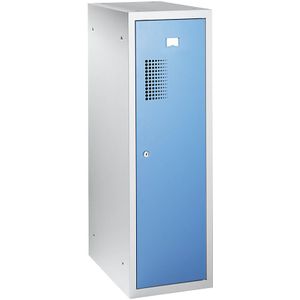 eurokraft basic AMSTERDAM combi-lockerkast enkele module, h x b x d = 1000 x 300 x 500 mm, met cilinderslot, kastframe lichtgrijs, deur lichtblauw