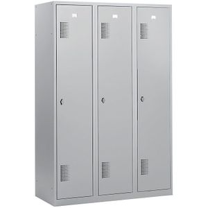 eurokraft basic Multifunctionele lockerkast Amsterdam, 3 compartimenten, lichtgrijs, breedte 1200 mm