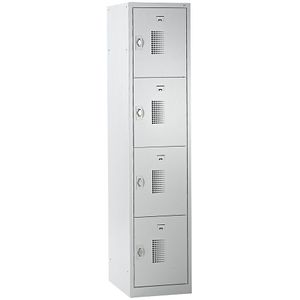 eurokraft basic Viervoudige locker Amsterdam, 1 compartiment, lichtgrijs, b = 400 mm, 4 vakken, draaigrendel