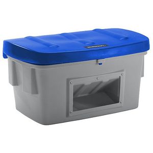 eurokraft pro Universele - en strooigoedbak, met uitneemopening, 400 l, deksel blauw