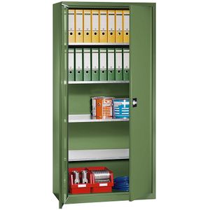 eurokraft pro Vleugeldeurkast van plaatstaal, h x b x d = 1950 x 950 x 500 mm, 4 legborden, resedagroen RAL 6011