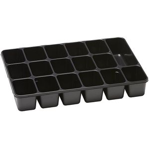 Inleggers, VE = 10 stuks, polystyreen, zwart, zeventienvoudige indeling